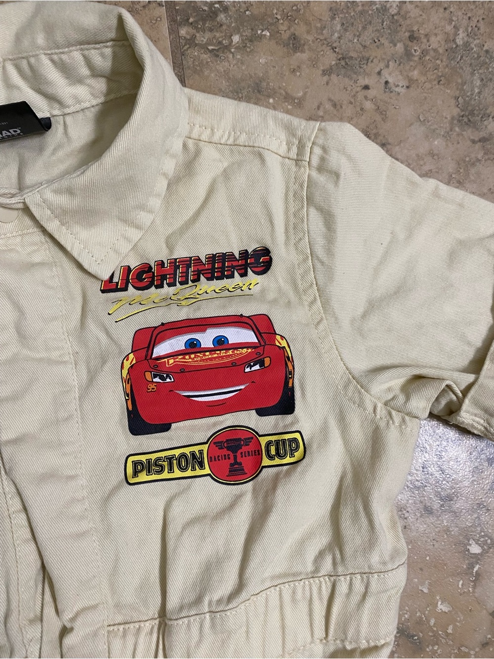 Disney Pixar Cars Lightning McQueen Khaki Mechanic Kids Embroidered Jumpsuit 4T - Picture 7 of 16